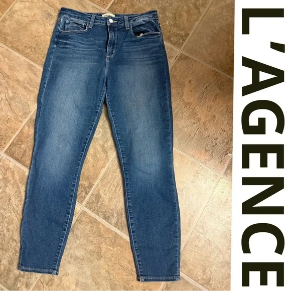 L’AGENCE High Rise Skinny Jeans Blue Women’s Size 28 Stretch Denim - Picture 2 of 6